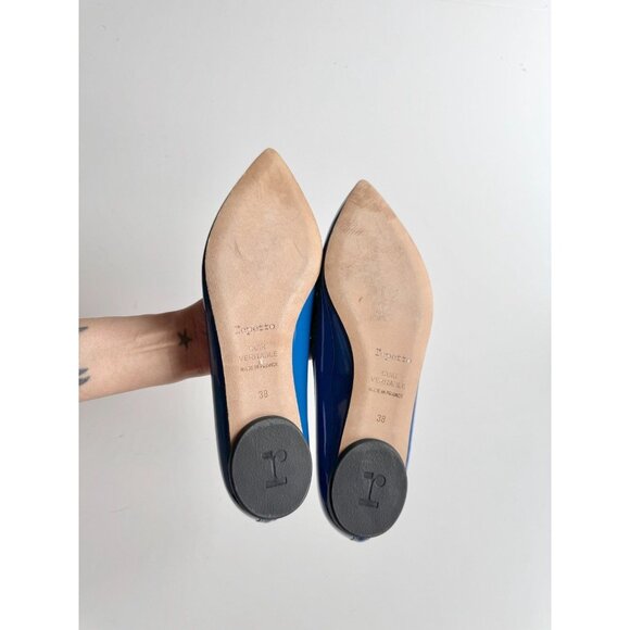 REPETTO Brigitte Cobalt Blue Patent Leather Pointed Toe Ballet Flats, Size 38 - Picture 11 of 14